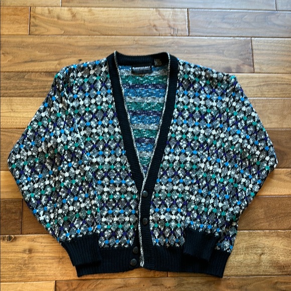 Vtg Expressions international abstract Cosby cardigan sweater - Picture 1 of 4